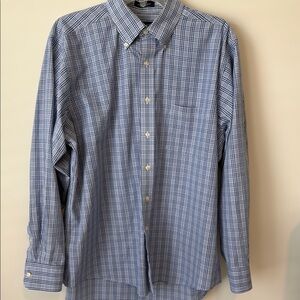 Chaps Blue Plaid Wrinkle Free Button Down Shirt- 16 1/2